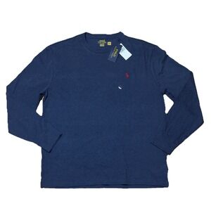 Polo Ralph Lauren Men's Long Sleeve T-Shirt Navy Blue Classic Fit L NWT Red Pony